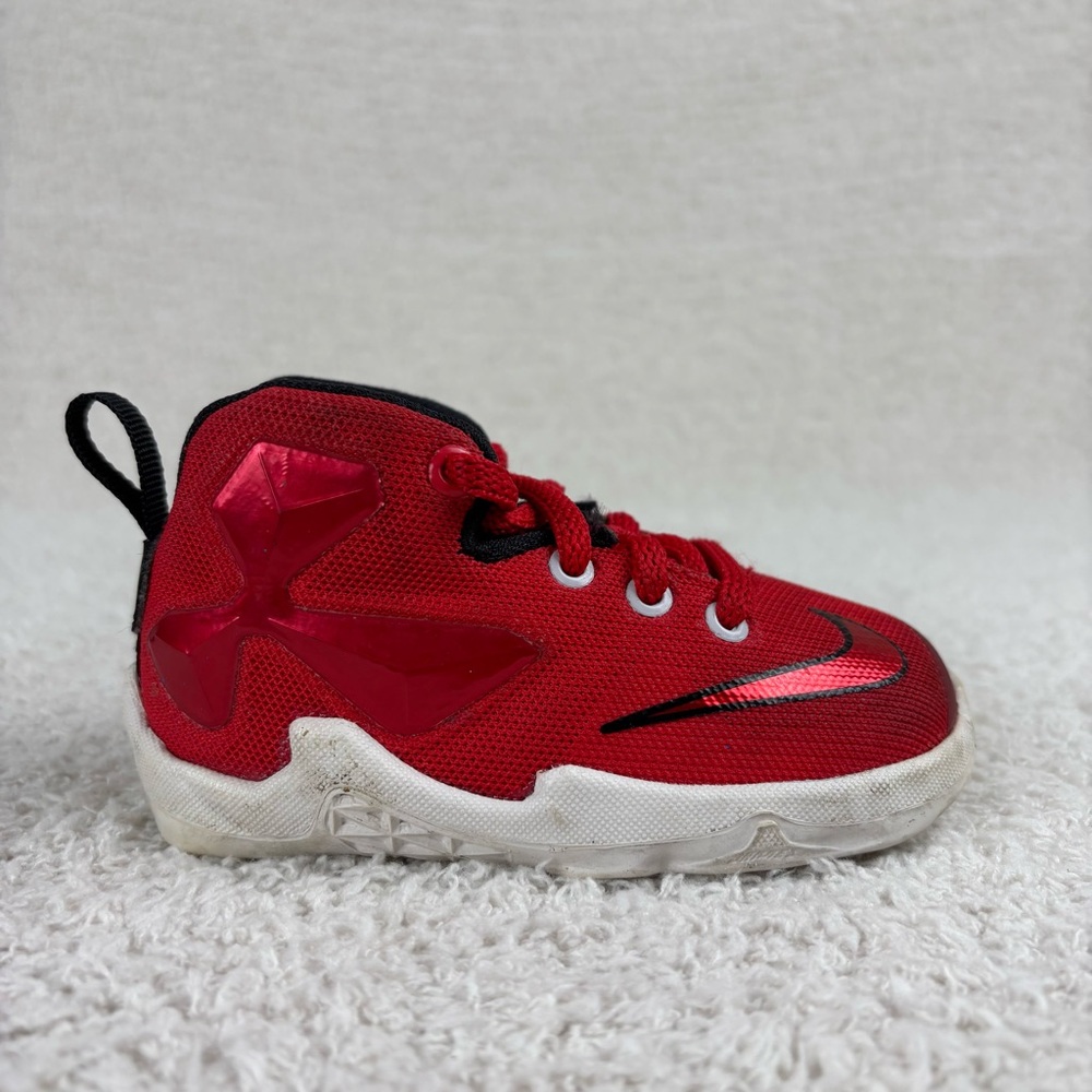 Nike Lebron Shoes Infant 5C Red Toddle Lebron XIII TD Sneakers Lace Up Swoosh